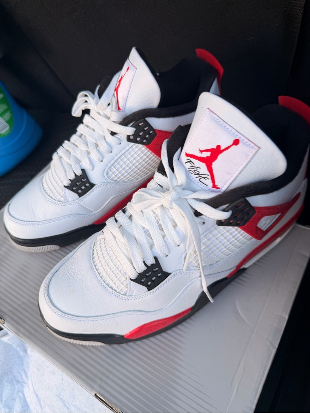 Air Jordan men’s ' Retro 4 White/Red Basketball Shoes